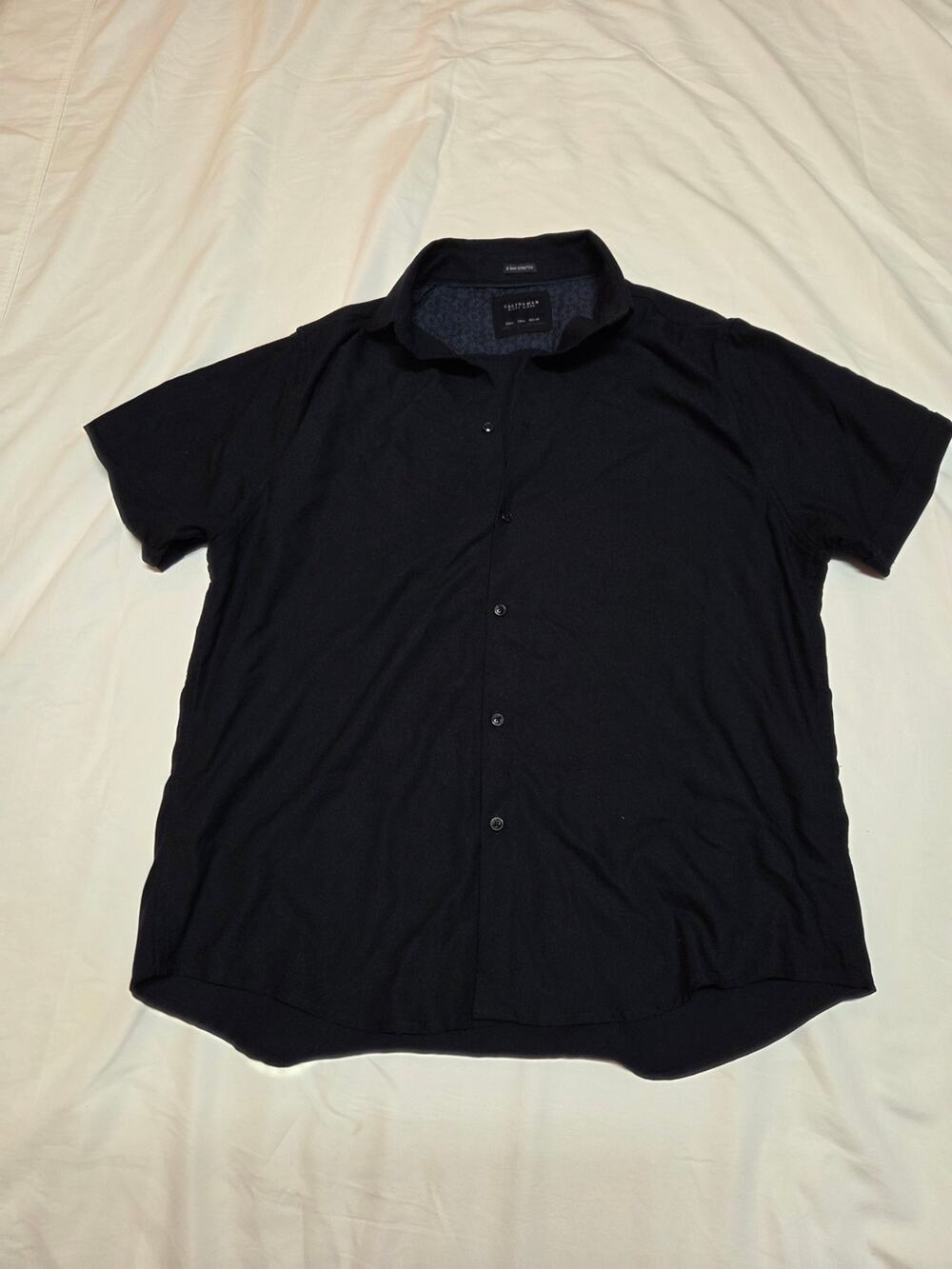 Cactus Man Black Short-Sleeve Casual Button-Down Shirt